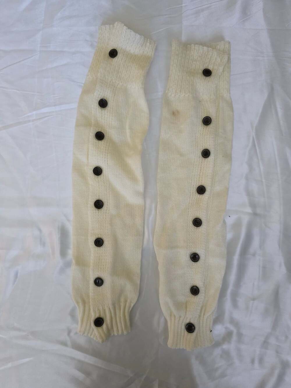 Cute New Knit Button Leg Warmers in White with Button Details